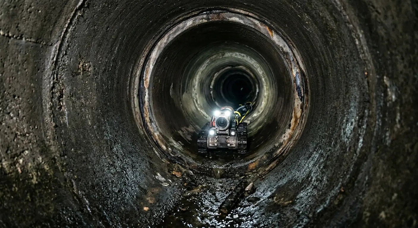 Robotic sewer camera inspecting pipe interior for Drain Snake Service in Pikeville